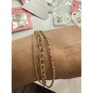 Gold Bracelet Set for Women – 3pcs Layered Chain Bracelets